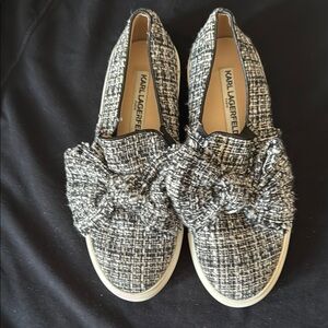 Karl Lagerfeld Black and White Sneakers with Bow Detail